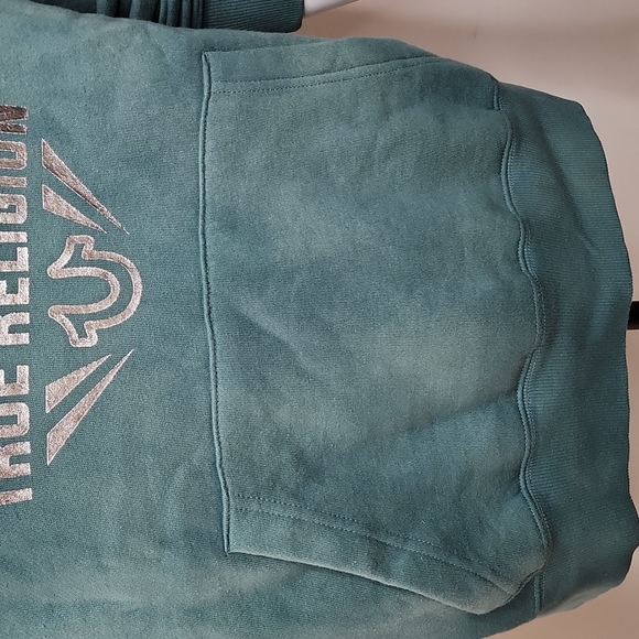 TRUE RELIGION GREEN  SWEATSHIRT EITH SILVER LOGO, UNISEX - Picture 7 of 12